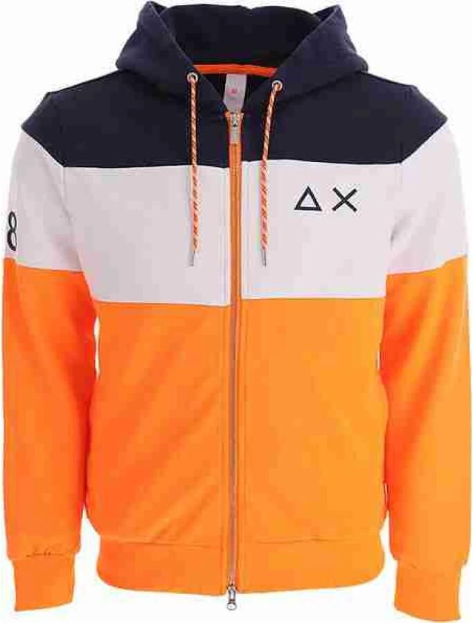 Sun68 Fluorescerende Katoenen Hoodie Zip Collectie Orange Heren - Foto 4