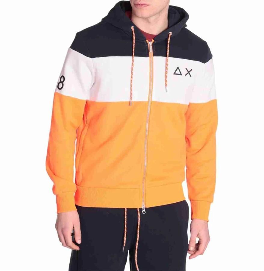 Sun68 Fluorescerende Katoenen Hoodie Zip Collectie Orange Heren - Foto 2