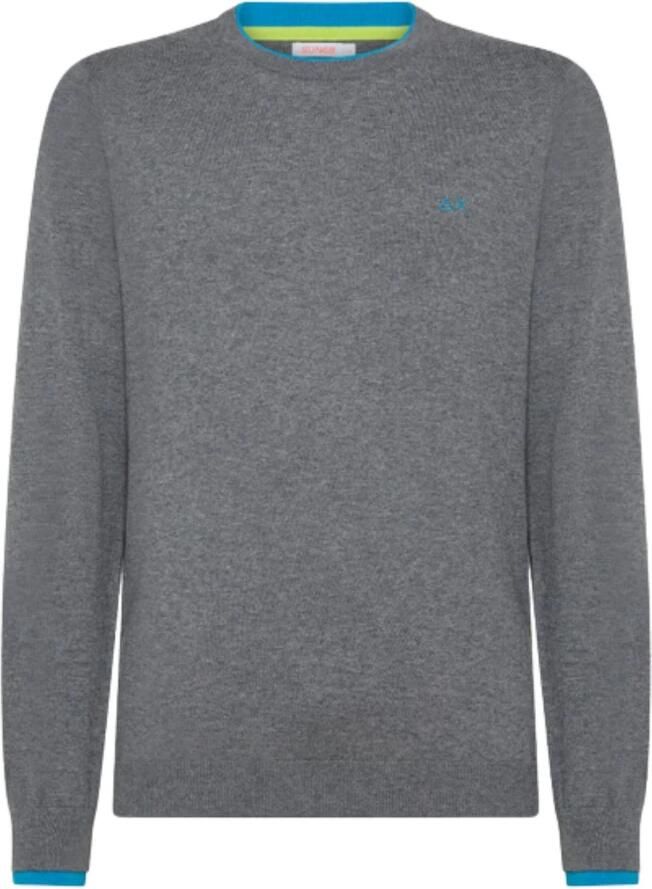 Sun68 Grijze Trui Ronde Dubbele Rib Gray Heren