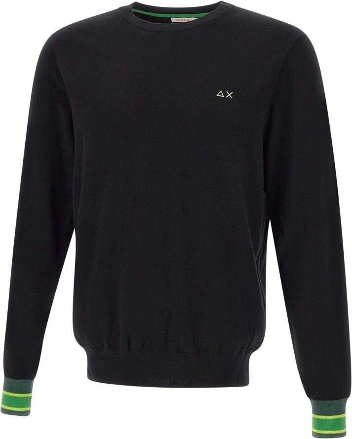 Sun68 Gestreepte manchetten stijlvolle zwarte trui Black Heren - Foto 4