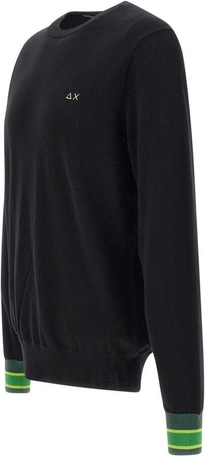 Sun68 Gestreepte manchetten stijlvolle zwarte trui Black Heren - Foto 3