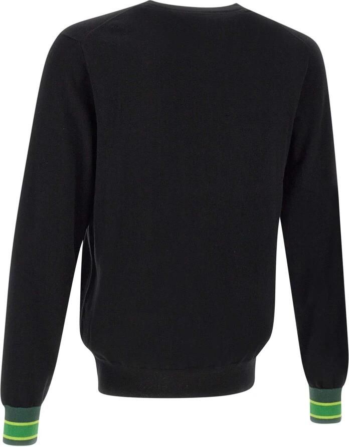 Sun68 Gestreepte manchetten stijlvolle zwarte trui Black Heren