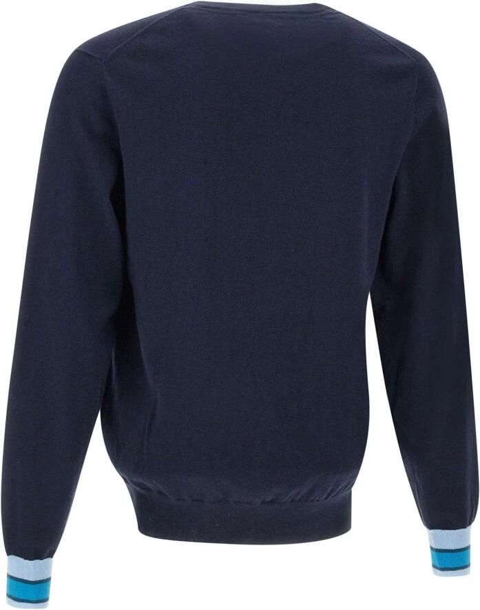 Sun68 Heren Navy Blue Sweater met Piping Blue Heren