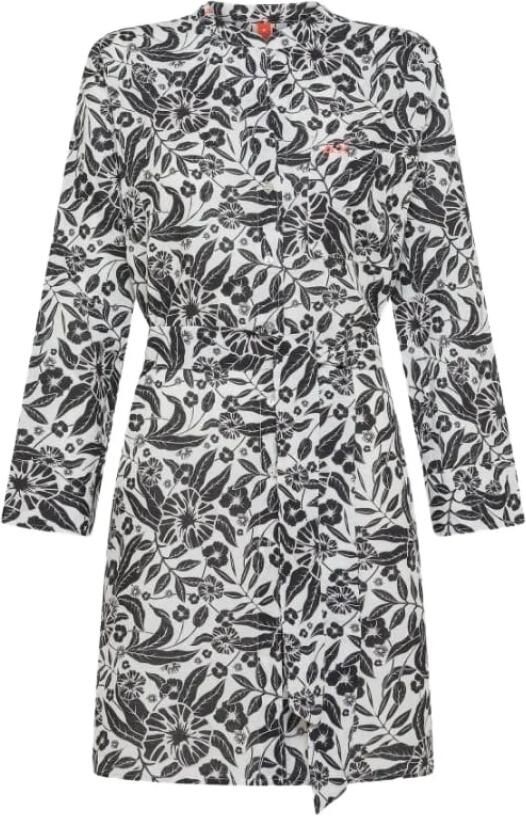 Sun68 Koreaanse Print Lange Mouw Shirt Gray Dames
