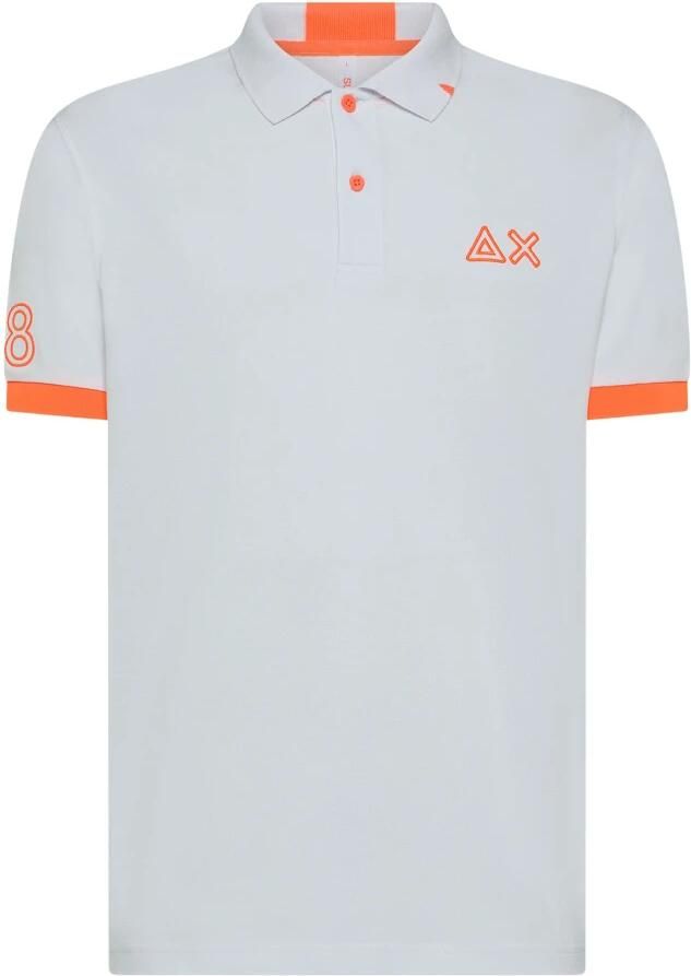 Sun68 Logo Polo T-shirts en Polos Wit White Heren