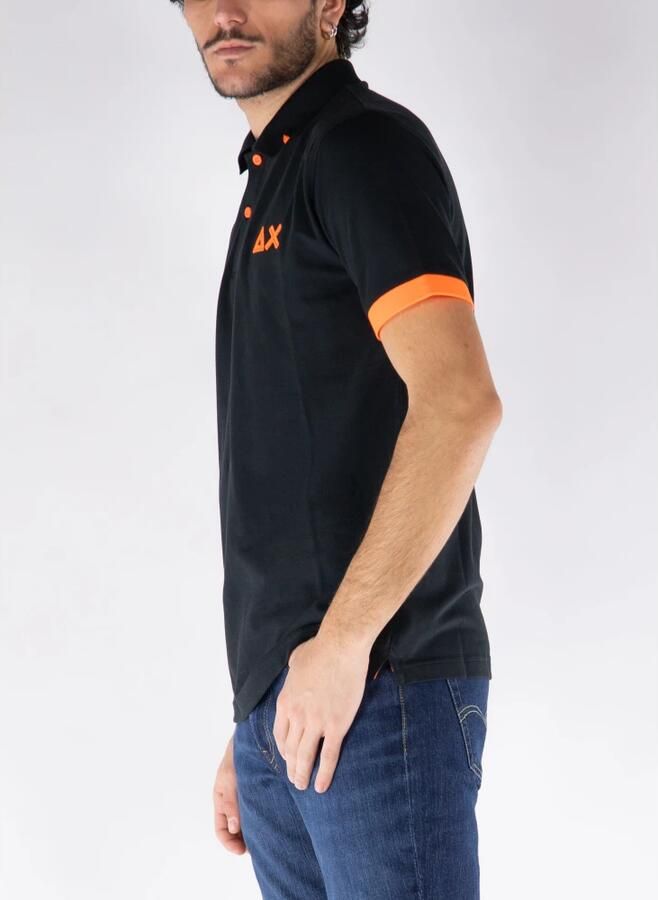 Sun68 Zwarte Polo Logo T-shirts en Polos Black Heren