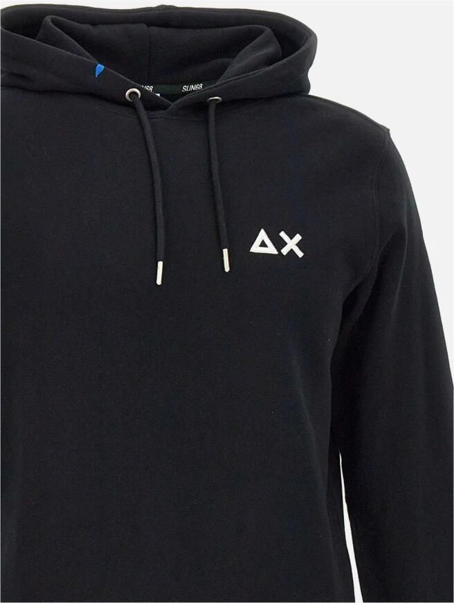 Sun68 Zwarte Katoenen Hoodie met Verstelbaar Koord Black Heren