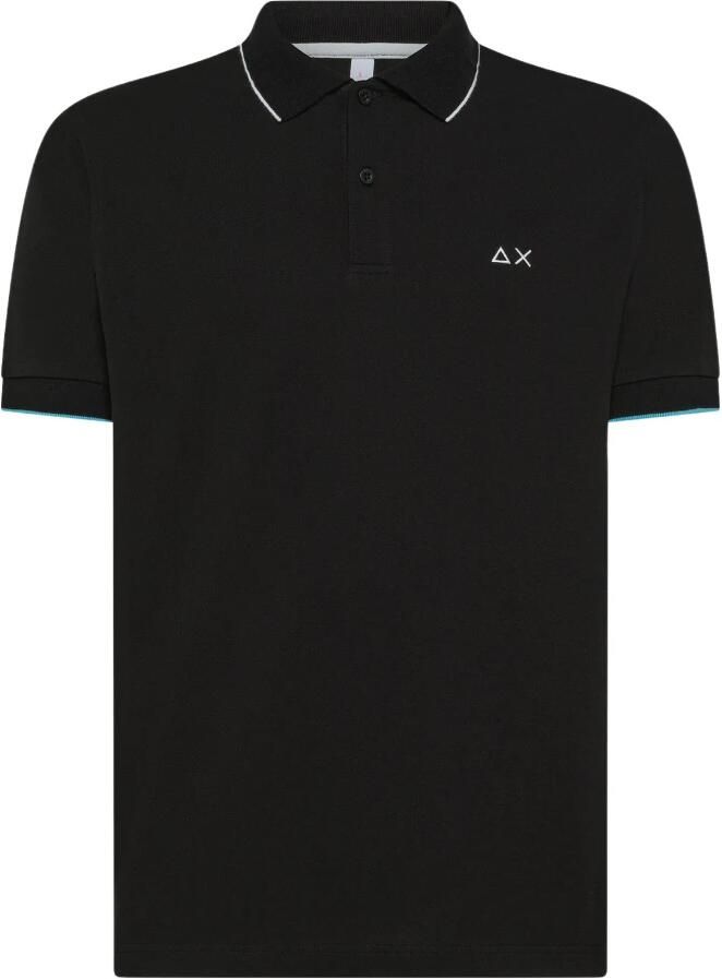 Sun68 Zwarte Poloshirt met Kraagdetail Black Heren