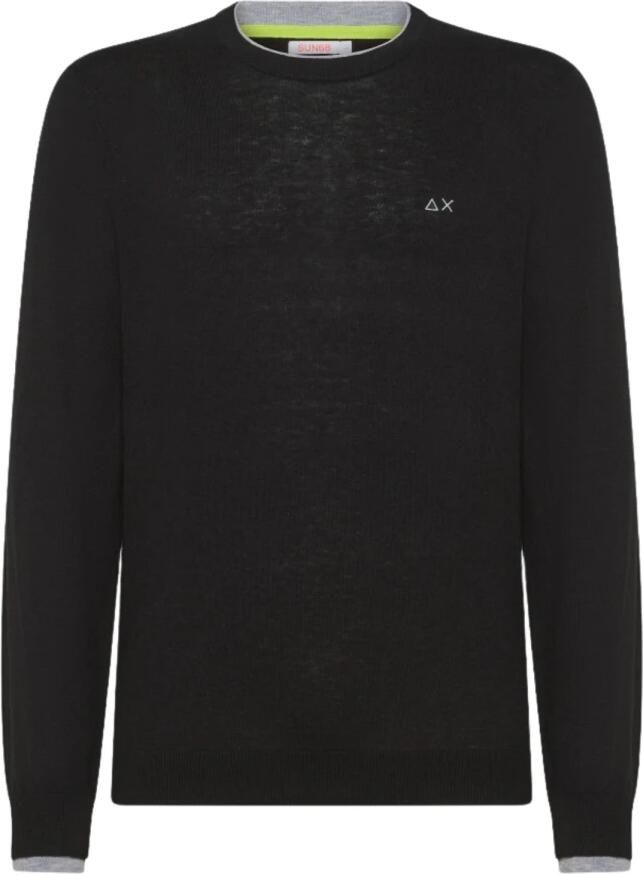 Sun68 Zwarte trui met moderne pasvorm Black Heren