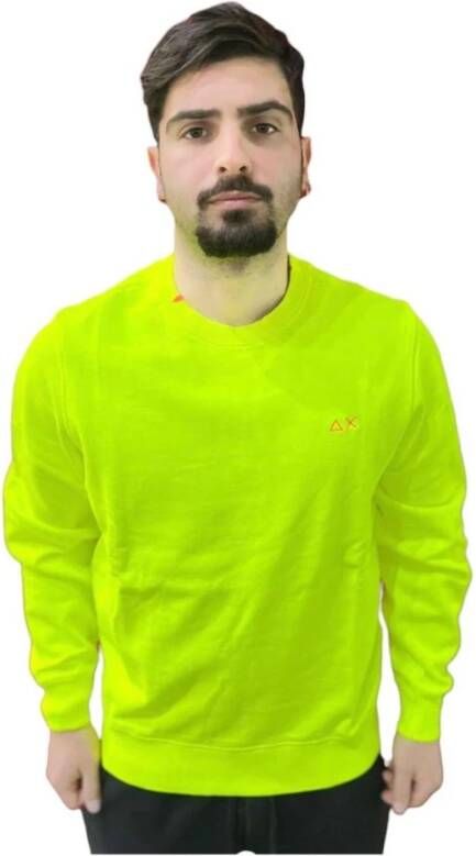 Sun68 Heren Ronde Speciale Verf Sweatshirt Green Heren
