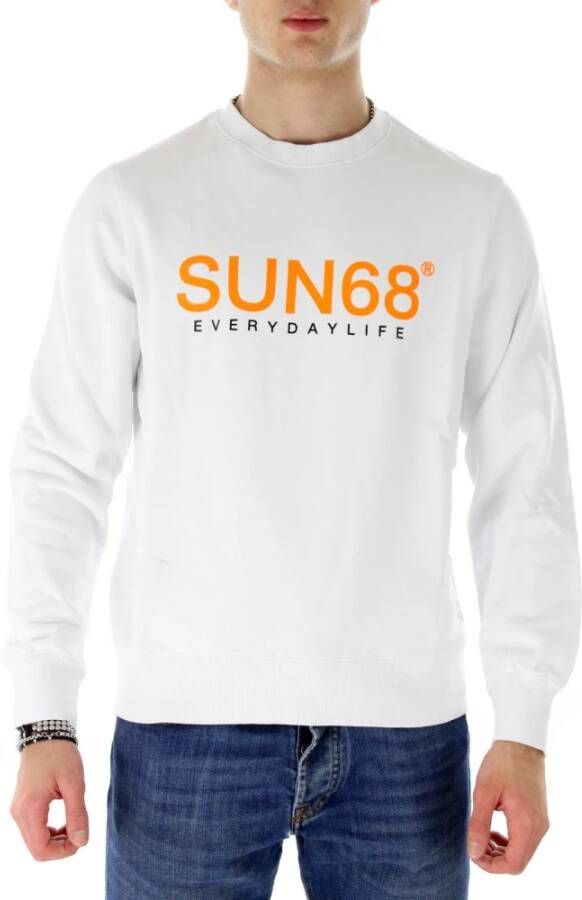 Sun68 Fluo Katoenen Sweatshirt White Heren