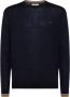 Sun68 Gebreide kleding met ronde hals en dubbele randstrepen Blue Heren - Thumbnail 3