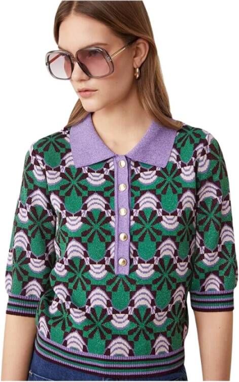 Suncoo Gedrukte Jersey Polo Shirt Meerkleurig Dames