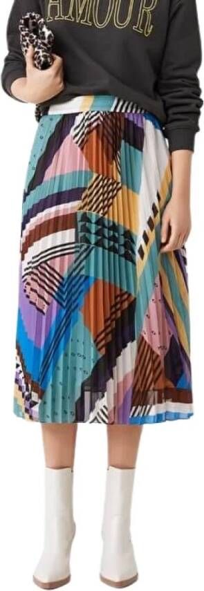 Suncoo Grafische Print Geplooide Maxi Rok Meerkleurig Dames