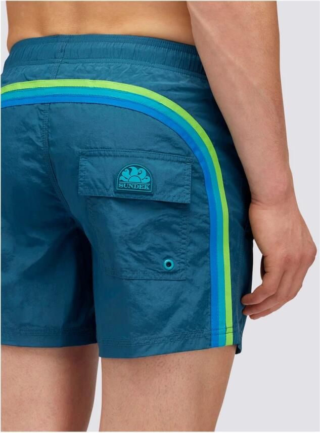 Sundek Gekreukelde Blauwe Regenboog Zwembroek Blue Heren - Foto 2