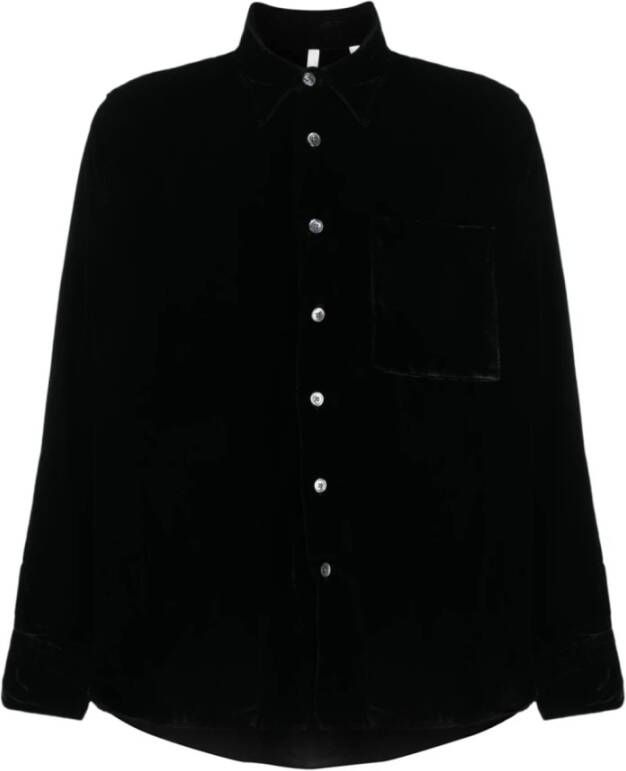 Sunflower Zwart Fluweel Langemouw Overhemd Aw23 Black Heren