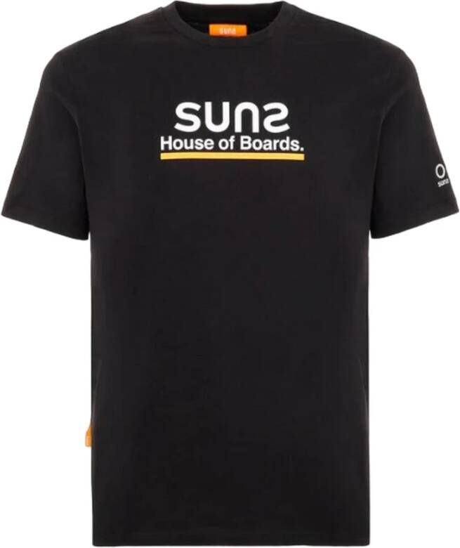 Sunspel Katoenen T-shirt Zwart Black Heren