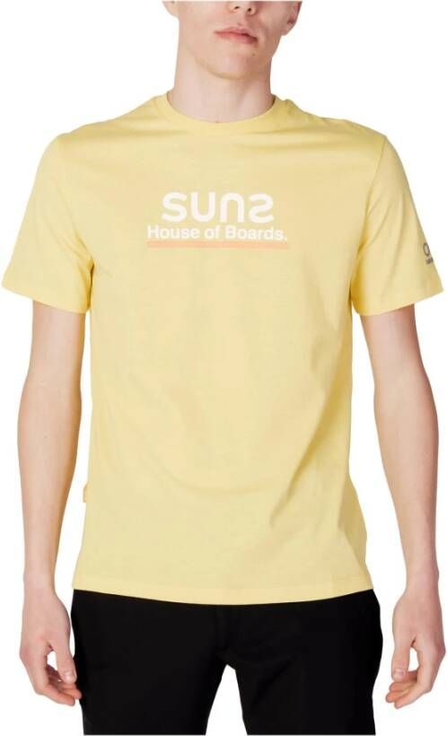 Sunspel Gele Print T-shirt voor Heren Yellow Heren