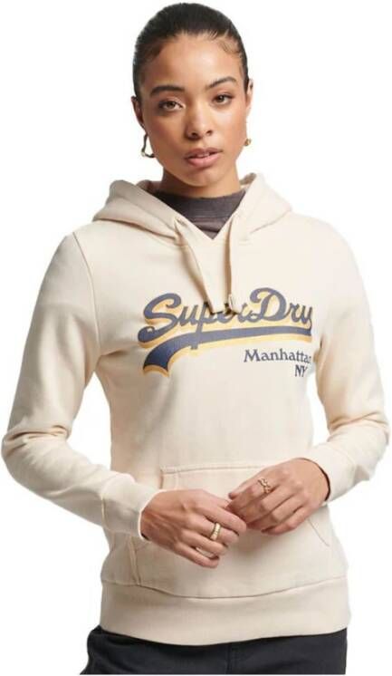 Superdry Dames sweatshirt met capuchon Vintage Logo Borough Beige Dames