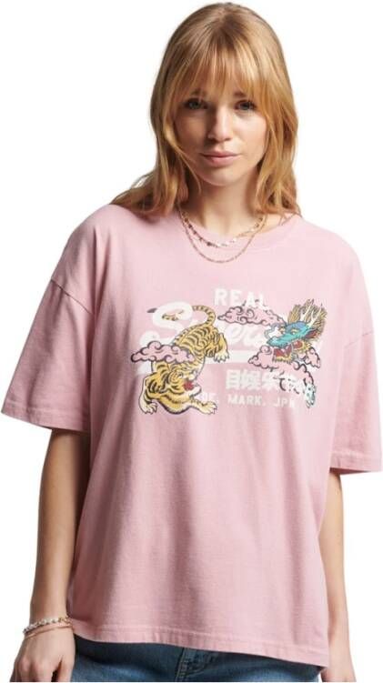Superdry Dames-T-shirt Vintage Logo Roze Dames