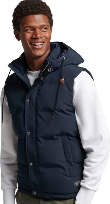 Superdry Everst Mouwloos Jack met Capuchon Blauw Heren