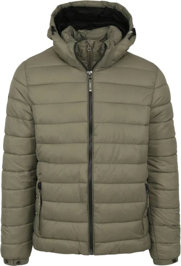 Superdry winterjas groen effen dubbele rits slim fit - Foto 2