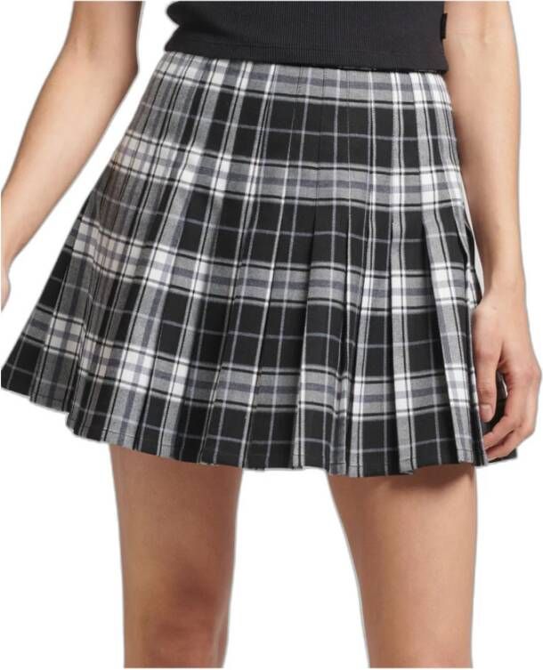 Superdry Geruite geplooide minirok voor dames Zwart Dames