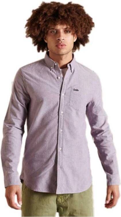 Superdry Overhemd Vintage Washed Oxford Paars Heren