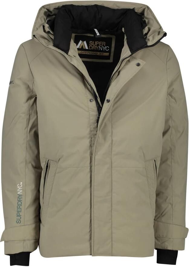 Superdry Bruine Winterjas met Rits en Knoop Beige Heren