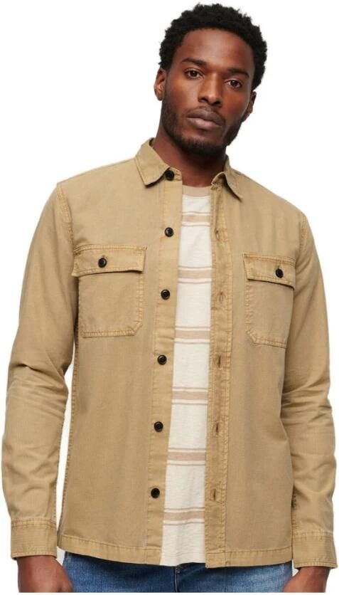Superdry Katoenen Overhemd Lange Mouwen Herfst Winter Beige Heren - Foto 4