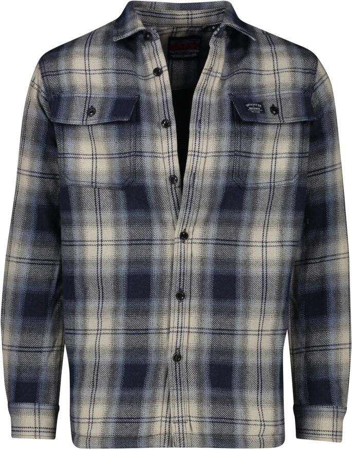 Superdry Navy Geruite Katoenen Vest Blue Heren