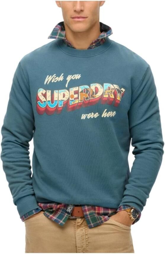 Superdry Travel Postcard Grafische Sweater Blue Heren - Foto 2
