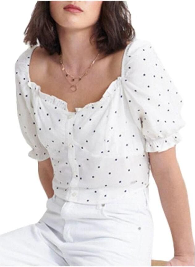 Superdry Witte gestippelde cropped top Quincy White Dames - Foto 3