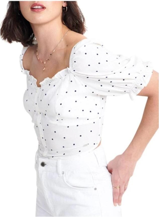 Superdry Witte gestippelde cropped top Quincy White Dames