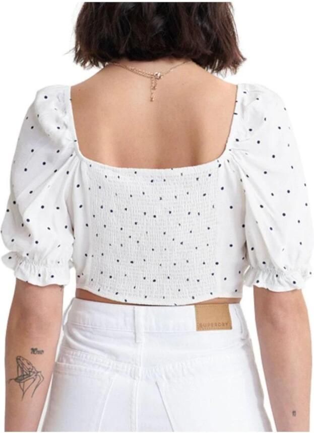 Superdry Witte gestippelde cropped top Quincy White Dames - Foto 2