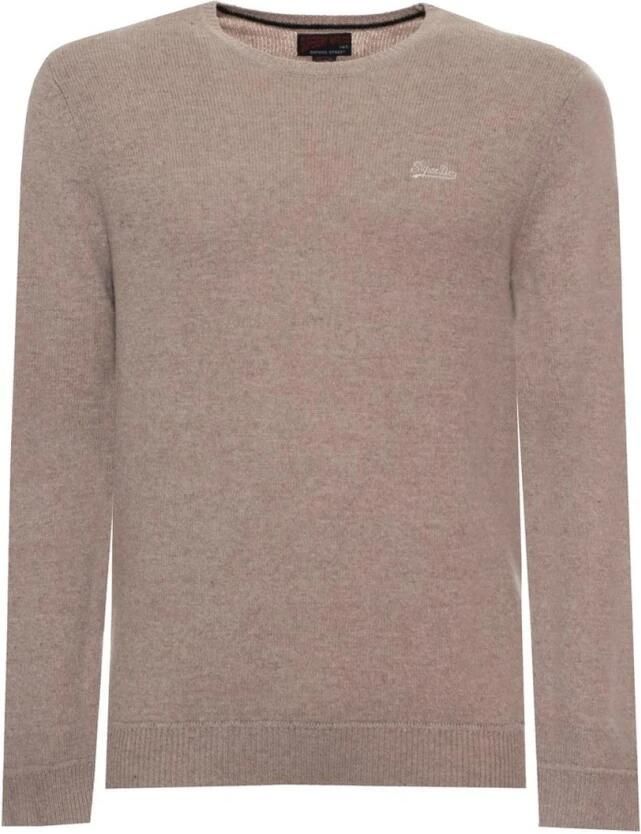 Superdry gebreide trui met wol en logo birch brown marl