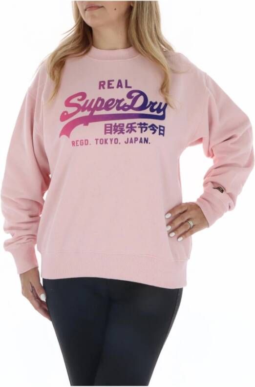 Superdry Roze Print Sweatshirt voor vrouwen Pink Dames