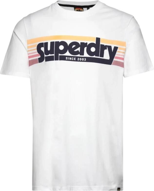 Superdry T-shirt Terrain Striped White Heren