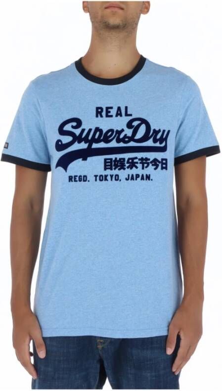 Superdry Lichtblauw Bedrukt T-shirt Blue Heren