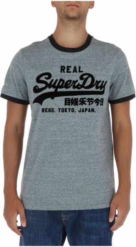 Superdry Grijze Bedrukte Korte Mouw T-shirt Gray Heren