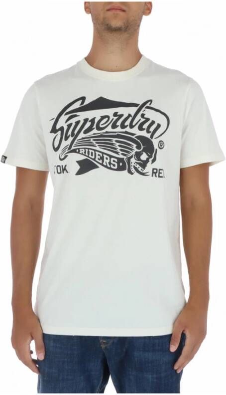 Superdry Witte Print T-shirt voor Heren White Heren