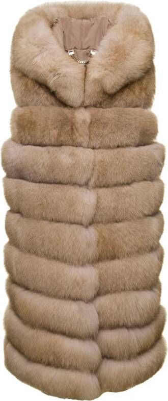 Suprema Beige Bont Gevoerde Gilet Beige Dames
