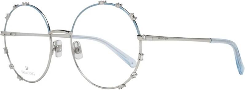 Swarovski Elegante Blauwe Kristallen Ronde Bril Vrouwen Gray Dames