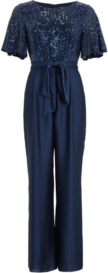 Swing Elegante Jumpsuit met Strikceintuur Blue Dames