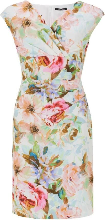 Swing Elegante Jurk van Lichtgewicht Scuba Stof Multicolor Dames - Foto 4