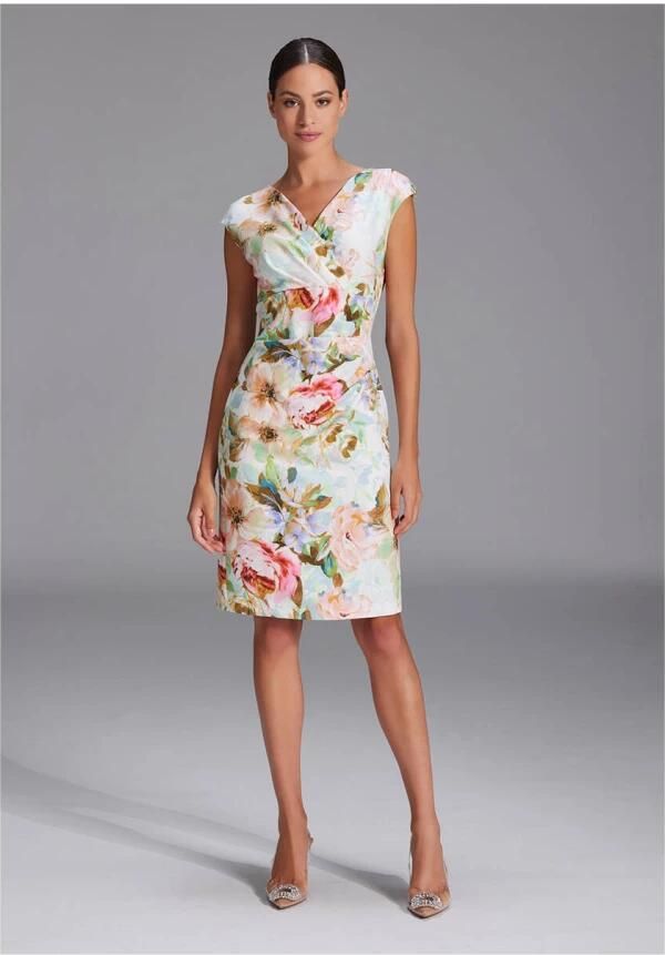 Swing Elegante Jurk van Lichtgewicht Scuba Stof Multicolor Dames