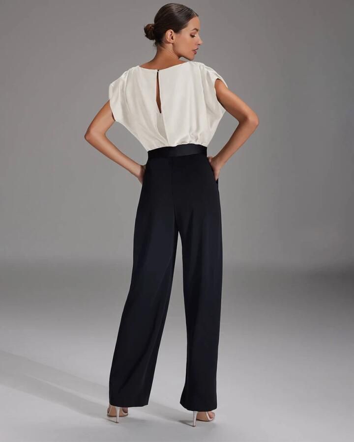 Swing Elegante Zwart en Wit Jumpsuit Black Dames - Foto 4