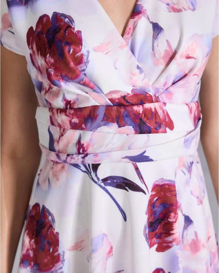 Swing Gedrukte Midi Jurk in Scuba Stof Multicolor Dames