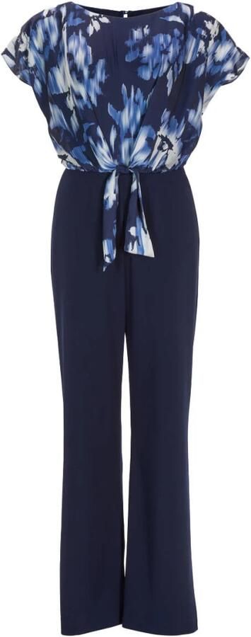 Swing Gedrukte Satijnen Top Jumpsuit Blue Dames