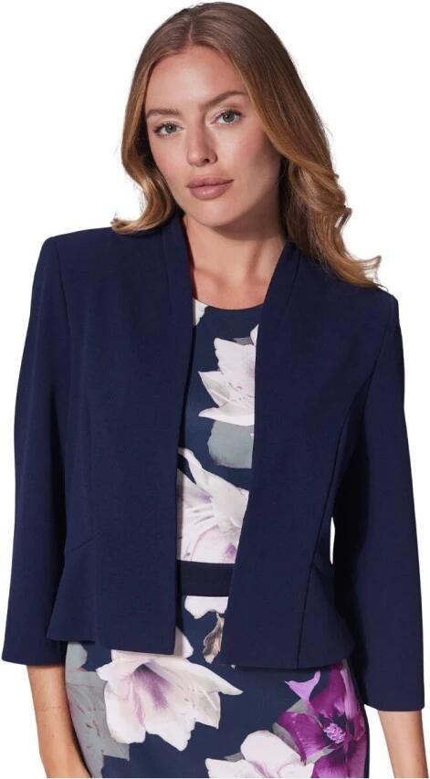 Swing Getailleerde Jersey Crepe Jas Blue Dames